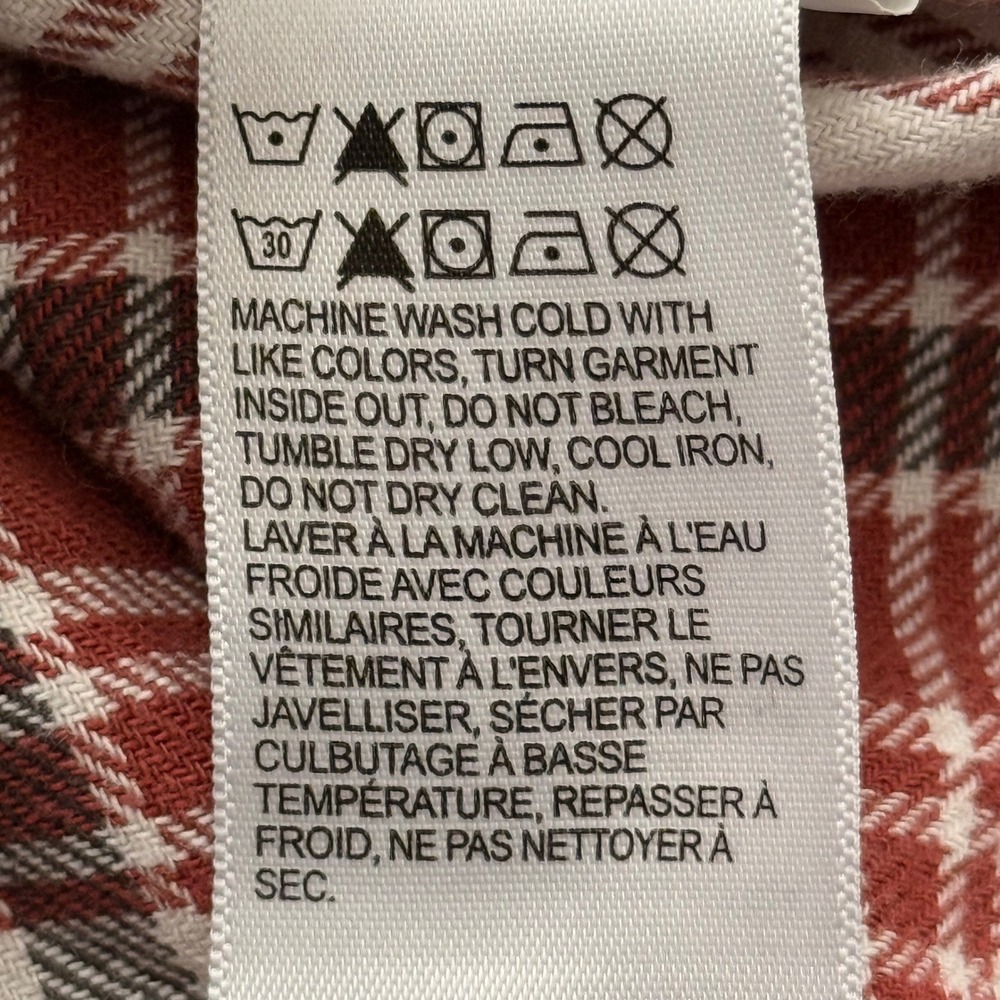 Lucky Brand Mens Plaid Flannel Western Snap Button Shirt Red White M - Picture 8 of 8